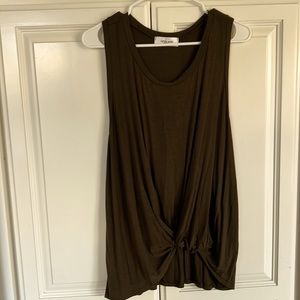 Carly Jean olive twist front tank- L